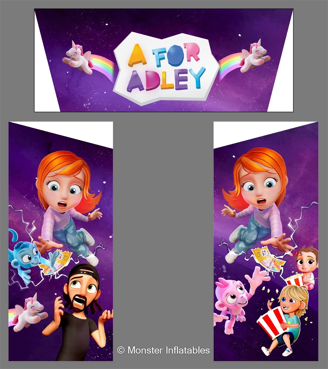 A for Adley Bounce & Front Slide Bouncy Castle (Blue 18x12) Best